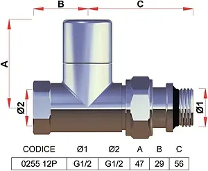 Вентиль запорный прямой ½" в/н LadyFAR белый/серебро FL 0255 12P Вентиль запорный прямой ½" в/н LadyFAR белый/серебро FL 0255 12P, 2