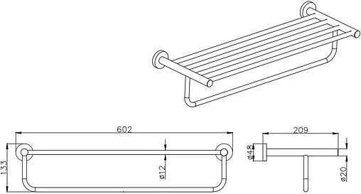 Полка для полотенец Aquatek Вега чёрный матовый AQ4015MB