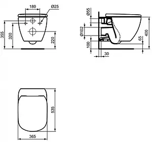 Комплект 4 в 1 Ideal Standard Tesi Rimless T355101PT15, 2