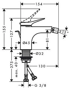Смеситель для биде Hansgrohe Vivenis чёрный матовый 75200670 Смеситель для биде Hansgrohe Vivenis чёрный матовый 75200670, 2