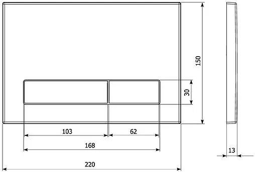 Клавиша смыва для унитаза KK-POL M16 350/PPB/101-00-00 белый глянцевый