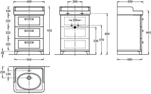 Тумба-умывальник подвесная Kerama Marazzi Pompei 60 белый PO.N.60.3\WHT+PO.wb.60