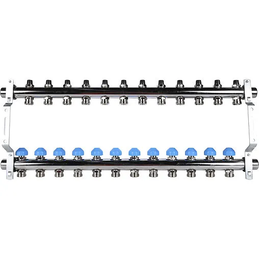 Группа коллекторная без расходомеров 12 отводов 1&quot;н/н x ¾&quot;ек Rehau HKV 12181211001
