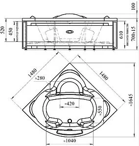 Ванна акриловая Radomir Сорренто 150х150 1-01-0-0-1-037 Ванна акриловая Radomir Сорренто 150х150 1-01-0-0-1-037, 2