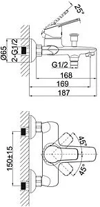 Смеситель для ванны с длинным изливом D&K Bayern Arbeo хром DA1243301 Смеситель для ванны с длинным изливом D&K Bayern Arbeo хром DA1243301, 2