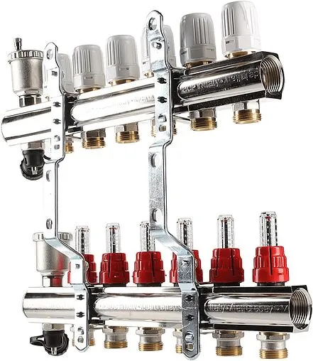 Группа коллекторная с расходомерами 8 отводов 1¼&quot;в/в x ¾&quot;ек Valtec VTc.596.EMNX.0708