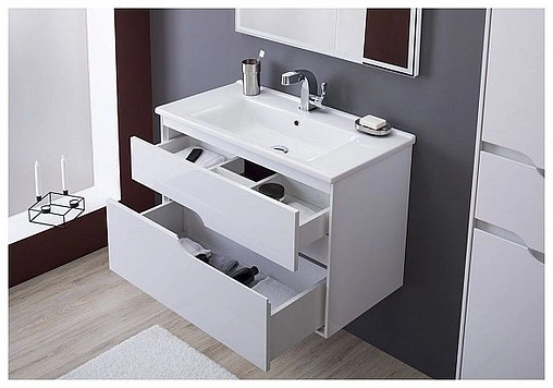 Тумба-умывальник подвесная Aquanet Модена 85 белый 00196965+00182320