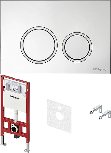 Инсталляция для подвесного унитаза Set 4 в 1 TECEspring R K955101 с кнопкой хром глянцевый