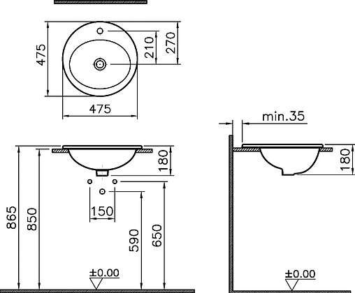 Раковина VitrA S20 47 белый 5467B003-0001