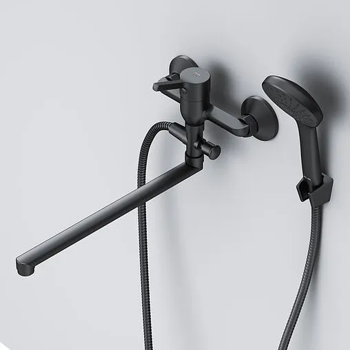 Смеситель для ванны с длинным изливом Am.Pm X-Joy S чёрный матовый F85B90122 Смеситель для ванны с длинным изливом Am.Pm X-Joy S чёрный матовый F85B90122
