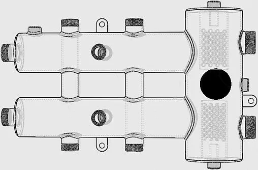 Распределительный коллектор 3 контура с гидрострелкой 1¼&quot;н x 1&quot;н Север-R-М3 1945009