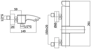 Смеситель для ванны Paffoni Level хром LEC022CR Смеситель для ванны Paffoni Level хром LEC022CR, 2