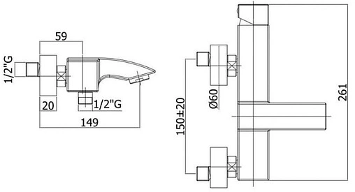Смеситель для ванны Paffoni Level хром LEC022CR