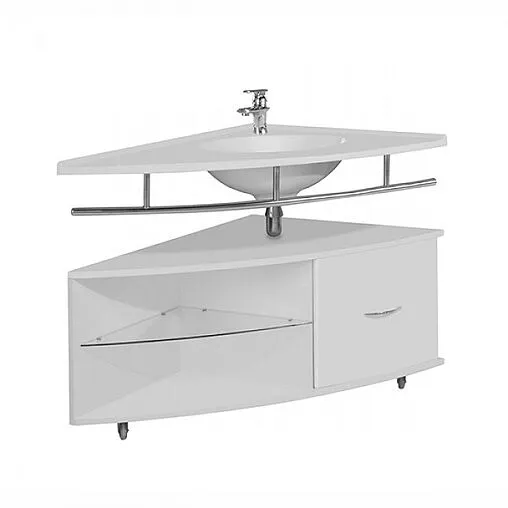 Тумба под умывальник напольная Aquaton Корнер R белый 1A004701KR01R