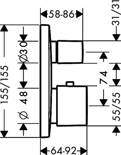 Термостат для 2 потребителей Hansgrohe PuraVida хром 15771000
