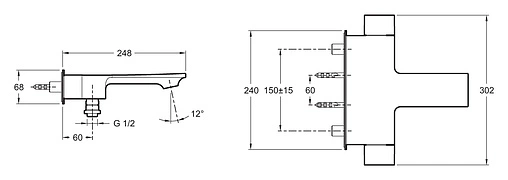 Термостат для ванны Jacob Delafon Stance хром E9103-CP