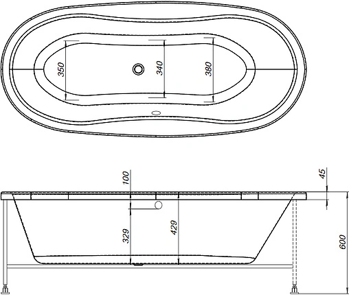 Ванна акриловая Aquanet Amelia 180x80 00210314