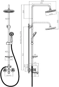 Душевая система со смесителем для ванны Rossinka Q хром Q02-46 Душевая система со смесителем для ванны Rossinka Q хром Q02-46, 2