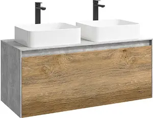 Тумба-умывальник подвесная Aqwella Mobi 120 дуб балтийский/бетон светлый MOB0112BS+MOB0712DB+641945+641945 Тумба-умывальник подвесная Aqwella Mobi 120 дуб балтийский/бетон светлый MOB0112BS+MOB0712DB+641945+641945, 1