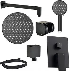 Душевая система со смесителем для душа Swedbe Platta чёрный матовый 5554B Душевая система со смесителем для душа Swedbe Platta чёрный матовый 5554B, 1