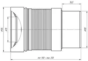 Гофра для унитаза Ани Пласт D100 190-370мм K821 Гофра для унитаза Ани Пласт D100 190-370мм K821, 2
