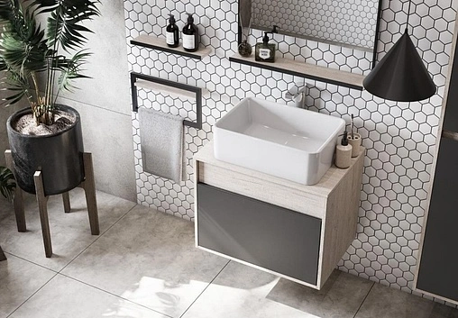 Тумба-умывальник подвесная Aquaton Лофт Урбан 65 графит/орегон 1A2540K2LQX60