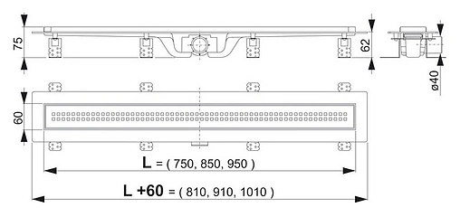 Лоток душевой Set 750мм h=62мм 0.46л/сек AlcaPlast APZ9-750M Simple Лоток душевой Set 750мм h=62мм 0.46л/сек AlcaPlast APZ9-750M Simple