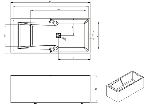 Ванна акриловая Riho STILL SHOWER ELITTE 180x80 L B103010005