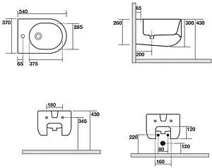 Биде подвесное Kerasan Flo белый матовый 312330 Биде подвесное Kerasan Flo белый матовый 312330, 2
