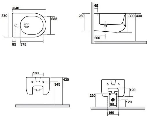 Биде подвесное Kerasan Flo белый матовый 312330