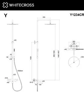 Душевая система с термостатом для ванны WHITECROSS Y chrome хром Y1234CR Душевая система с термостатом для ванны WHITECROSS Y chrome хром Y1234CR, 2