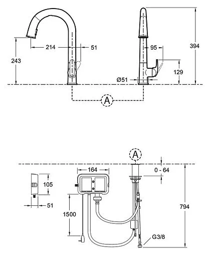 Смеситель для кухни с выдвижным изливом Jacob Delafon Sensate нержавеющая сталь E72218-B7-VS Смеситель для кухни с выдвижным изливом Jacob Delafon Sensate нержавеющая сталь E72218-B7-VS