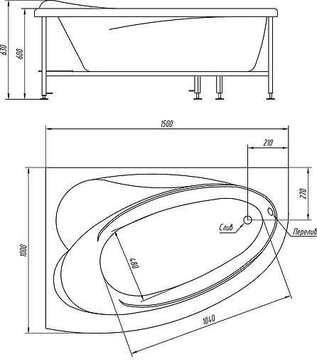 Ванна акриловая BellRado Глория 150x100 R BR7011004-00(R)