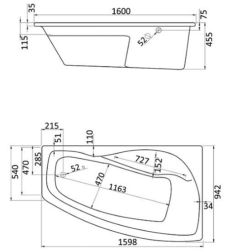 Ванна акриловая Santek Майорка XL 160x95 R 1WH111990