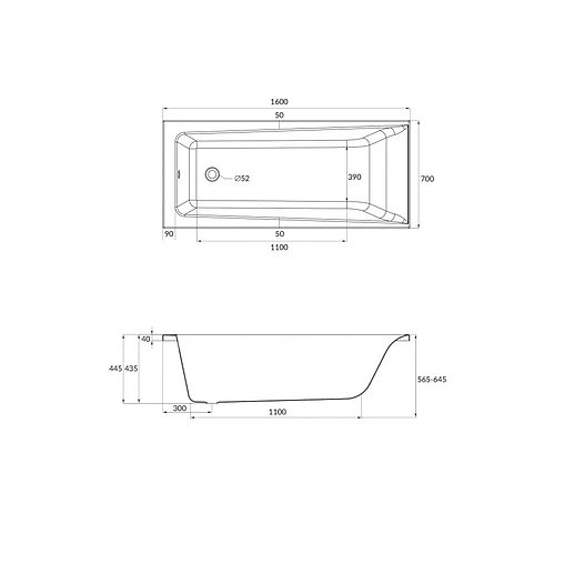 Ванна акриловая Cersanit Lorena 160x70 63322
