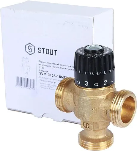 Трехходовой термостатический смесительный клапан 1&quot; +30...+65°С Kvs 1.8 Stout SVM-0125-186525