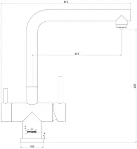 Смеситель для кухни с подключением к фильтру Swedbe Selene Plus нержавеющая сталь 8145, 2