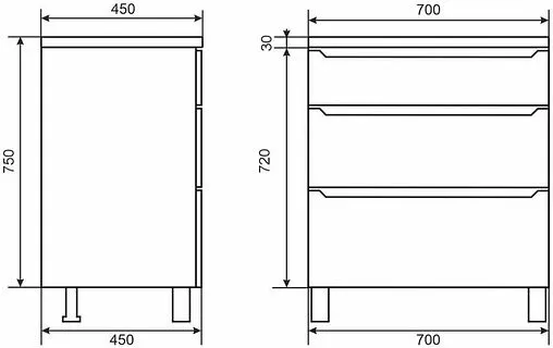 Тумба под умывальник напольная Uperwood UPD Tanos 70 чёрный 291020333