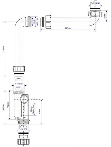 Сифон трубный для раковины Mc Alpine белый MRCAT32-HC