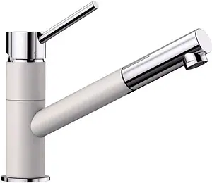 Смеситель для кухни с выдвижным изливом Blanco Kano-S белый/хром 525040 Смеситель для кухни с выдвижным изливом Blanco Kano-S белый/хром 525040, 1