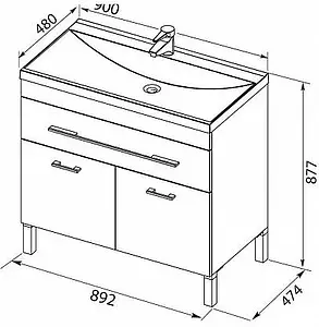 Тумба-умывальник напольная Aquanet Верона 90 белый 00182708+00158756 Тумба-умывальник напольная Aquanet Верона 90 белый 00182708+00158756, 3
