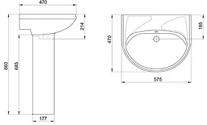 Раковина Santeri Вест 57 белый 1.3111.8.S00.01B.0 Раковина Santeri Вест 57 белый 1.3111.8.S00.01B.0, 2