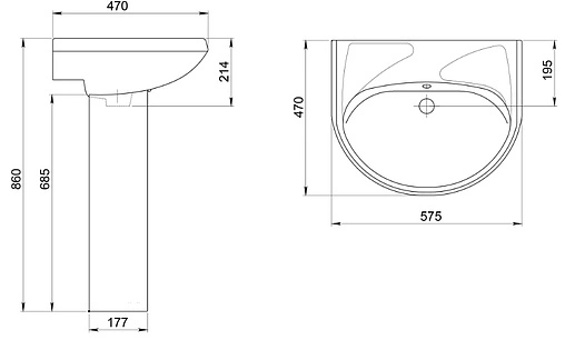 Раковина Santeri Вест 57 белый 1.3111.8.S00.01B.0