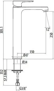 Смеситель для раковины Gattoni H2OMIX3000 хром 3048/30C0, 2