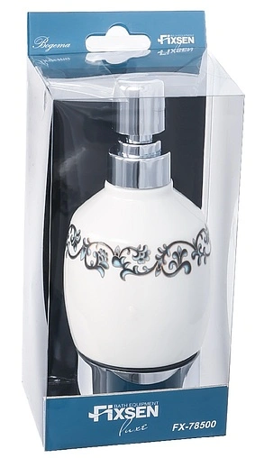 Дозатор для жидкого мыла Fixsen Bogema хром/белый с рисунком FX-782