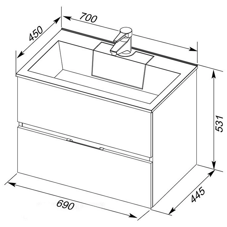 Раковина Aquanet Фортуна 70 белый 00182523