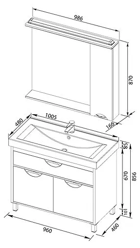 Шкаф-зеркало Aquanet Гретта 100 R белый 00179208