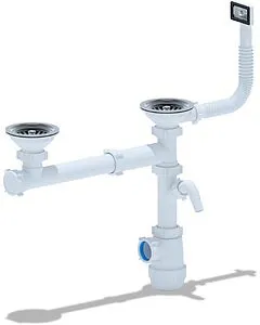 Сифон бутылочный для двойной мойки с переливом Ани Пласт Грот A7700 Сифон бутылочный для двойной мойки с переливом Ани Пласт Грот A7700, 1