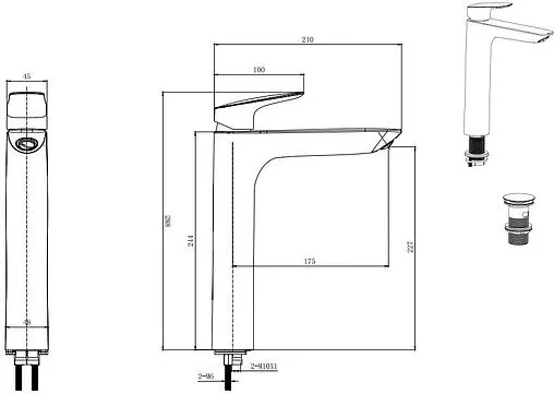 Смеситель для раковины Aquatek Вега чёрный матовый AQ1005MB