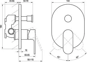 Смеситель для ванны скрытого монтажа Ravak Chrome чёрный матовый X070433, 2